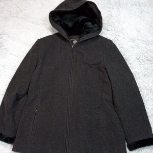 Apostrophe Jacket Womens M Gray‎ Wool Blend Coat Hood Pockets Zip Up Cozy Warm